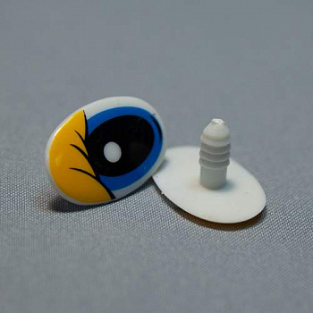 Изображение Глазки синие пластиковые овальные для мягких игрушек с ресницами
