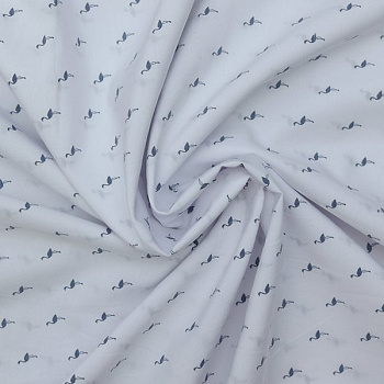 Изображение Сорочечная ткань, фламинго на белом