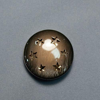 Пуговица для шубы круглая, коричневая, дизайн шесть звезд ⭐⭐⭐⭐⭐⭐, 3.7 см