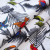 Изображение Трикотаж футер с начесом, птицы, листья, белый