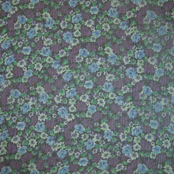 Изображение Шелк шифон крэш натуральный, сине-фиолетовые мелкие цветы