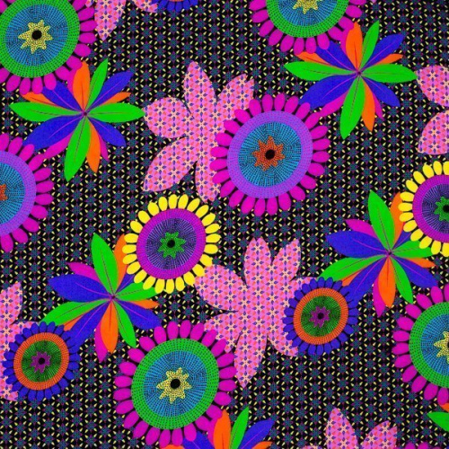 Изображение Плательная ткань яркие цветы, полосы, дизайн LUISA SPAGNOLI