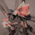Изображение Натуральный шелк шифон кайма коричневый, крупные цветы