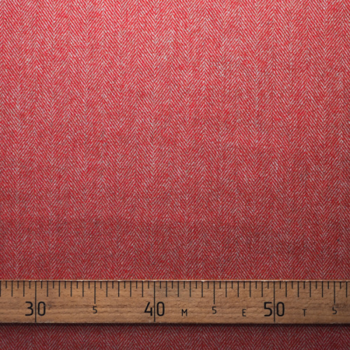 Изображение Костюмная ткань красно-бежевая, ёлочка, стретч