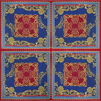 Изображение Шелк платок, вензеля, красный, синий, дизайн VERCASE