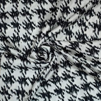 Изображение Шелк натуральный матовый без эластана, черно-белая абстракция