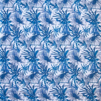 Изображение Трикотаж кулирка, пальмы, голубой