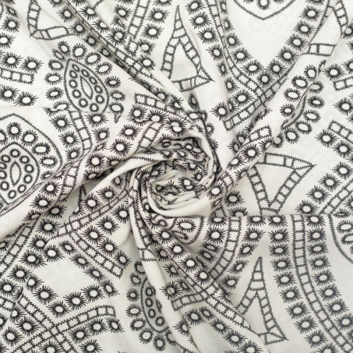 Изображение Плательная ткань, геометрия, овалы, черно-белый