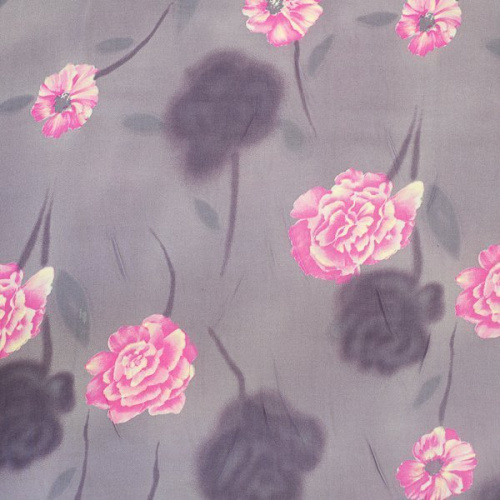 Изображение Плательная ткань тенсель,розы на лиловом