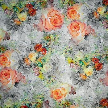 Изображение Шелк стрейч искусственный розы акварель, 3 цвета