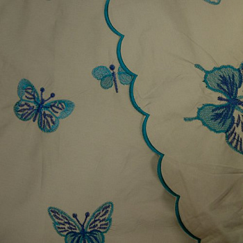 Изображение Хлопок с вышивкой, кайма, бабочки, три цвета