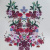 Изображение Трикотаж стрейч, вискоза с эластаном, цветочная зеркальная симметрия с каймой