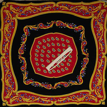 Изображение Трикотаж купон черно-красный, дизайн античный