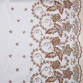 Изображение Хлопок с каймой, цветочная вышивка, в трех цветах