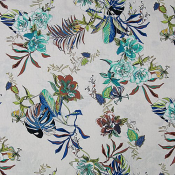 Изображение Плательная ткань, вискоза хлопок, цветы, два цвета