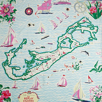 Изображение Натуральный шелк платки, карта острова