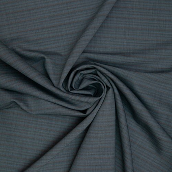 Изображение Костюмная ткань шелковая, серая с голубой полоской