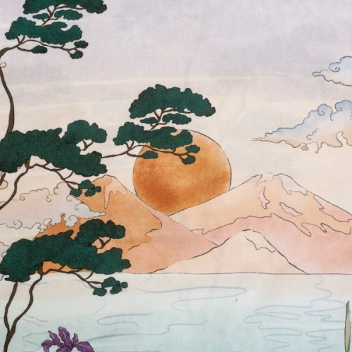 Изображение Плательная ткань Азия, море, горы, солнце