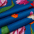 Изображение Трикотаж футер, хлопок стрейч, синий с яркими цветами