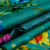 Изображение Натуральный шелк бирюзовый с яркими цветами, дизайн BLUMARINE
