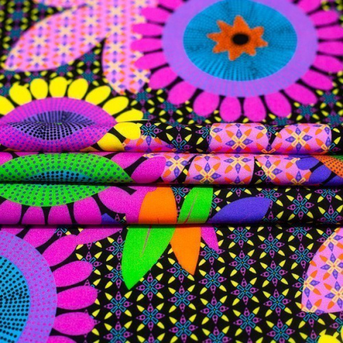 Изображение Плательная ткань яркие цветы, полосы, дизайн LUISA SPAGNOLI