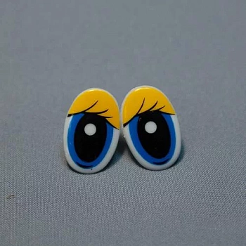Изображение Глазки синие пластиковые овальные для мягких игрушек с ресницами