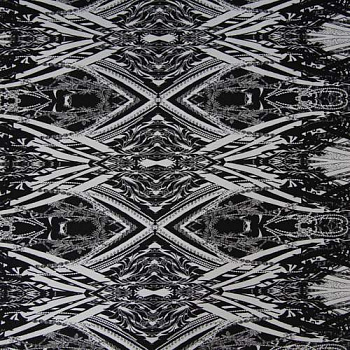 Изображение Плательная ткань стрейч, симметричная черно-белая абстракция