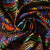 Изображение Шелк стрейч, разноцветные узоры на черном, дизайн ETRO