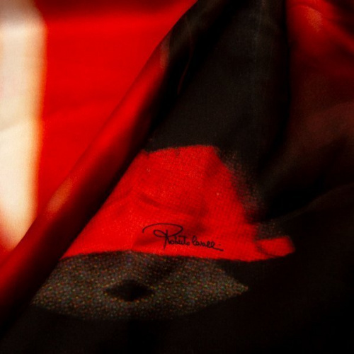 Изображение Шелк купон красный, черный, дизайн ROBERTO CAVALLI