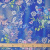 Изображение Крепдешин стрейч из натурального шелка, цветы и завитки на синем
