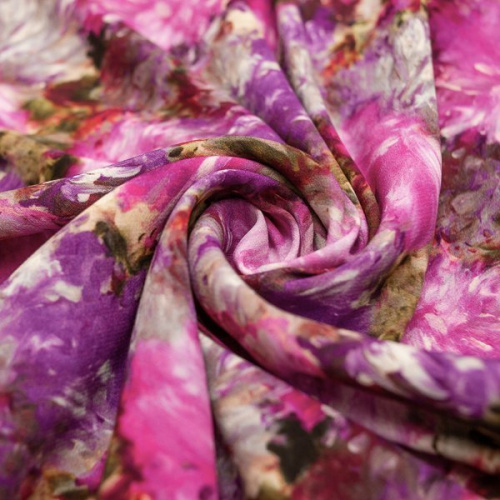 Изображение Креп кади цветы, мазки, розовый, дизайн BLUMARINE