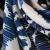Изображение Плательная ткань, вискоза, белая с синими графическими цветами, дизайн FORTE FORTE