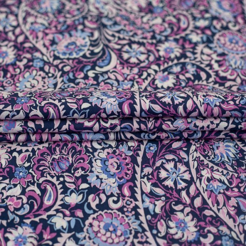 Изображение Вискоза-креш турецкие огурцы, темно-синий, лиловый