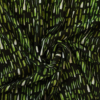 Изображение Вискоза зеленый узор на черном