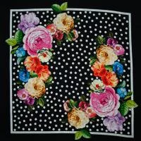 Изображение Шелк атласный, платки, розы, горох, дизайн D&G