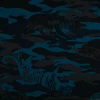 Изображение Хлопок стрейч, синий камуфляж, тигр, дизайн VERSACE