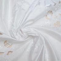 Изображение Тафта ришелье белая с вышивкой, полиэстер