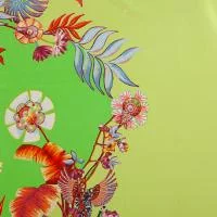 Изображение Крепдешин шелковый натуральный стрейч, желто-зеленый, тропики, дизайн VERSACE