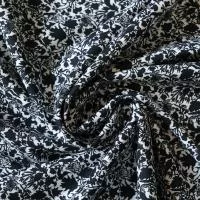 Изображение Плательная ткань тенсель цветы, черный, белый