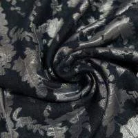 Изображение Жаккард фукра черно-синяя с серым принтом цветов