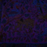 Изображение Шелк натуральный шифон купон, фиолетовые джунгли, этно дизайн
