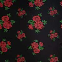 Изображение Тафта черная с красными цветами