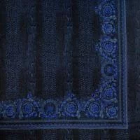 Изображение Шелк натуральный матовый стрейч купон, синие цветы