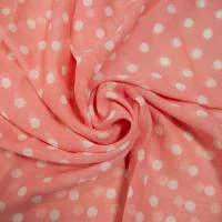 Изображение Шелк шифон натуральный, белый горошек на розовом