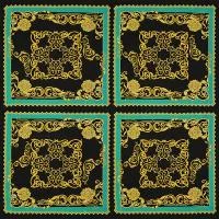 Изображение Шелк платок, вензеля, черный, зеленый, дизайн VERCASE