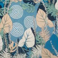 Изображение Батист кайма круги и листья, голубой