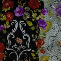 Изображение Шелк натуральный матовый, соты и цветы