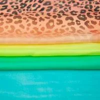 Изображение Шифон шелковый кайма с вискозой, яркий градиент, леопард