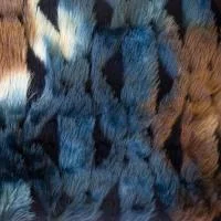 Изображение Мех искусственный коричнево-рыжий, синий