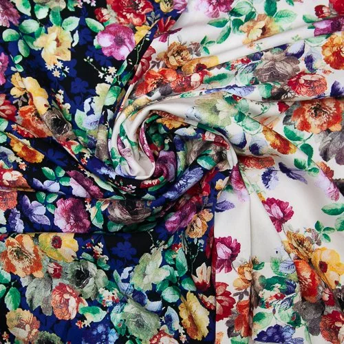 Изображение Штапель вискоза, яркие цветы, в двух цветах